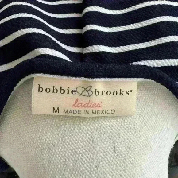 Navy Striped Textured Stretch Lightweight Dress Size Medium - Picture 4 of 4